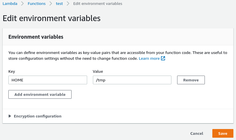 Set HOME variable to /tmp